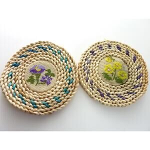 Vintage Basket Weave Cross Stich Pot Mat